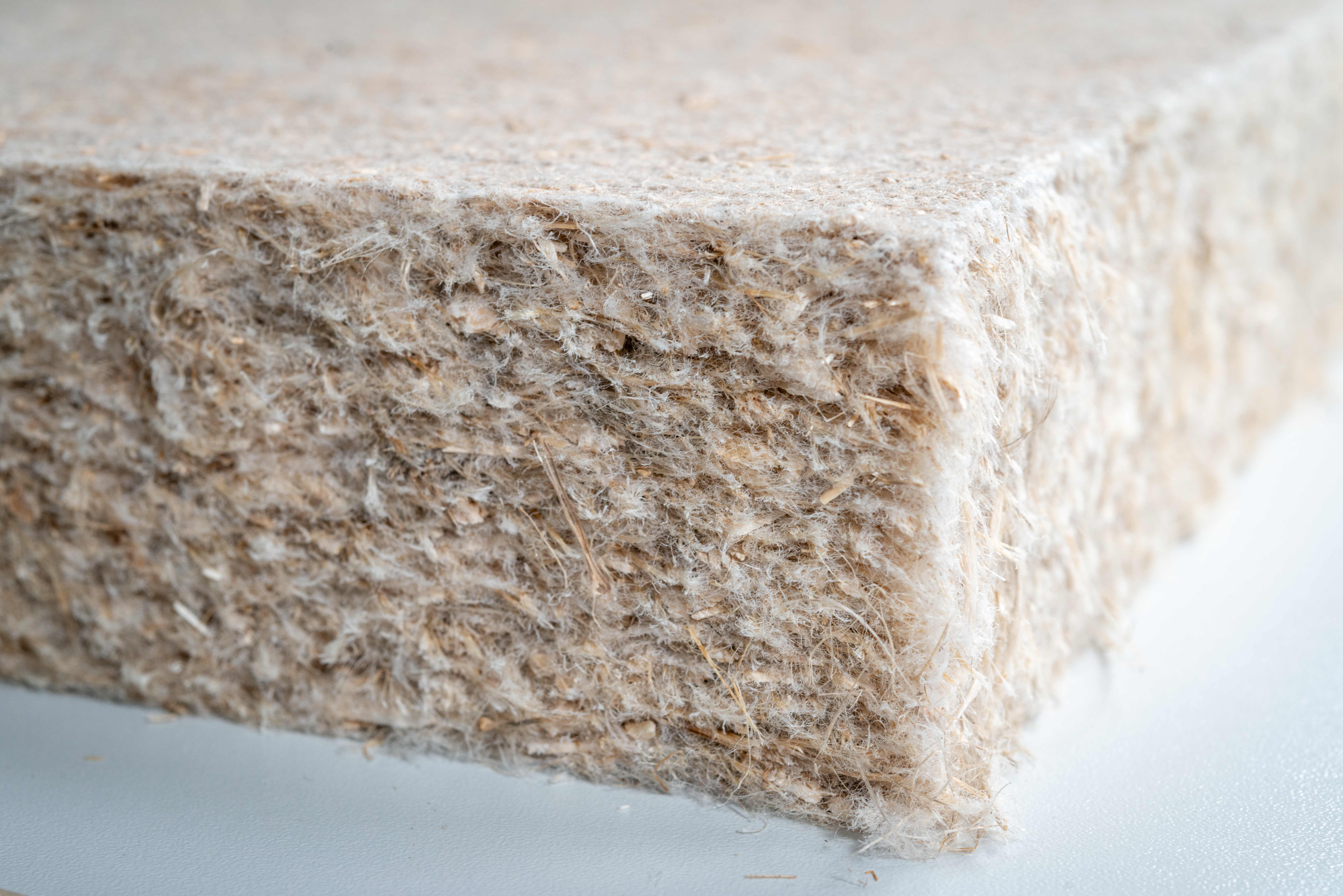 Close-up of a hemp insulation board