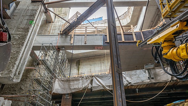 Photo of the Hartlepool construction site, tunnel segment work